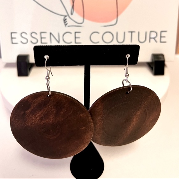 SALE! Afrocentric Women Wooden Teardrop Shaped Wood Dangle Earrings - Picture 5 of 5